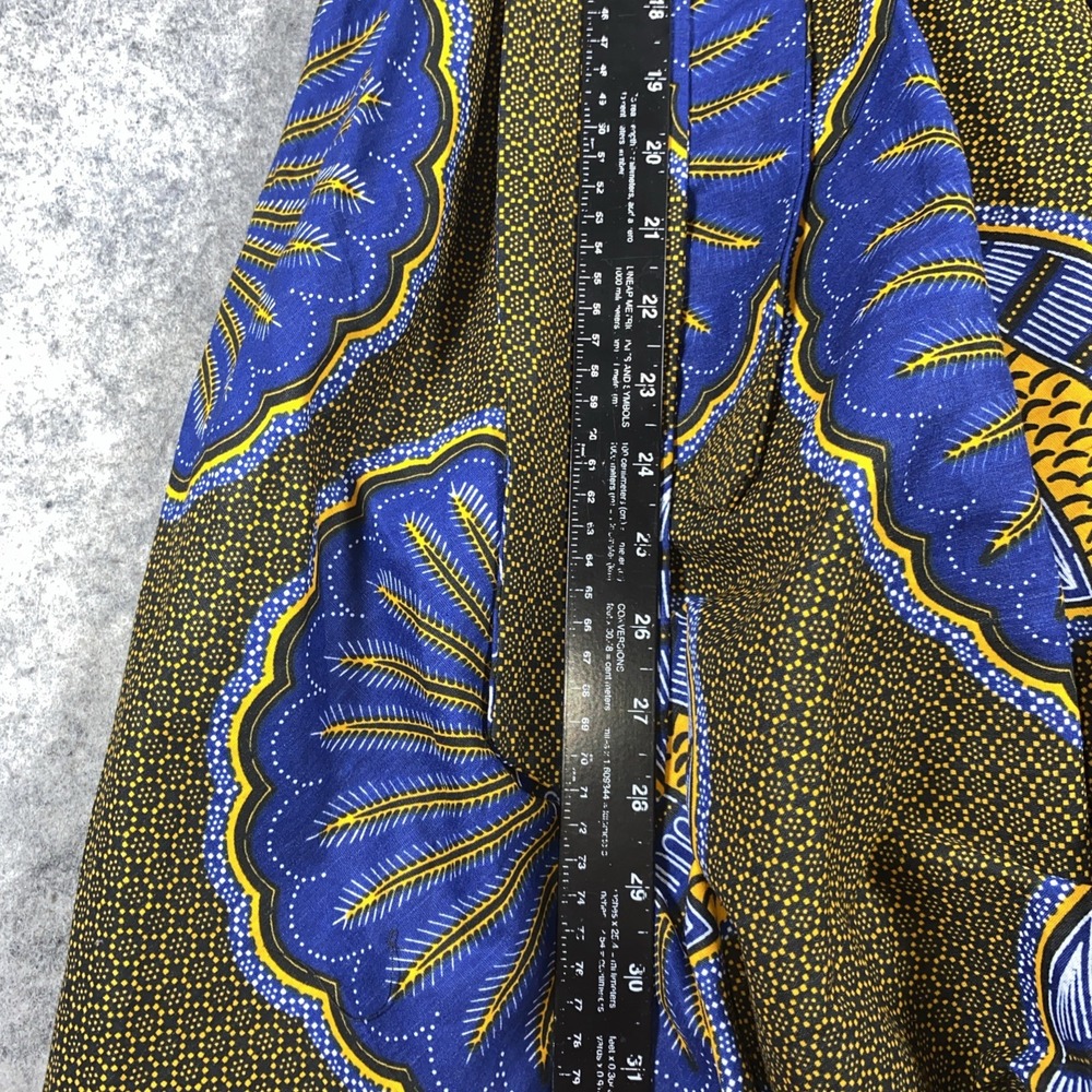 Ray Darten Gown Women's L Navy Blue & Yellow Seashell Ayoade African‎ High Low - Picture 11 of 16